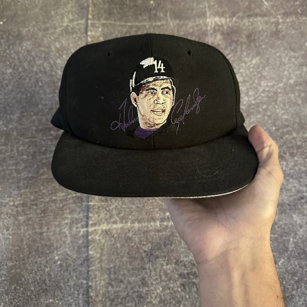 Men's Vintage 90's Colorado Rockies Andres Galarraga Black Wool Snapback Hat Cap